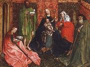 Robert Campin Madonna and Child with saints in a inhagnad tradgard oil on canvas